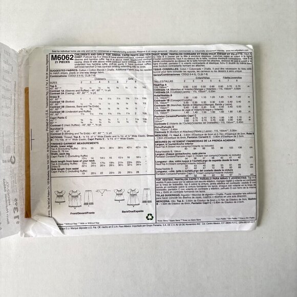 McCalls Girls Apron Dress Sewing Pattern Lot 3 Size 6 7 8 Chelsea Anderssen Pant - Picture 6 of 10